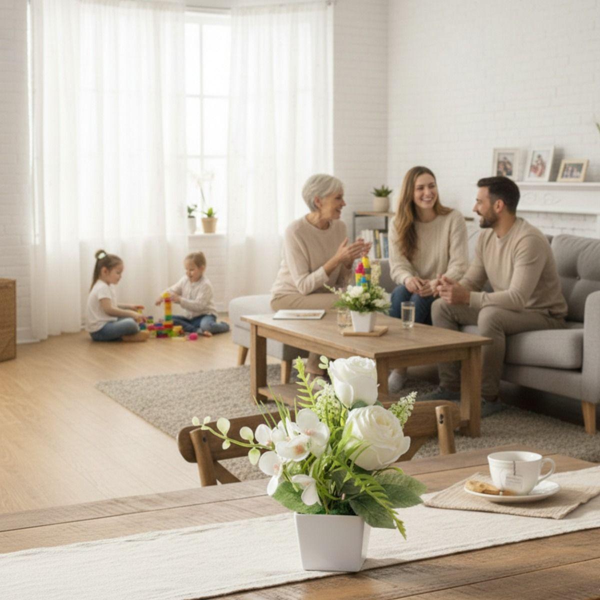 Set 2 Planta Artificial Decorativa Arreglo Floral Rosa Jhn-2