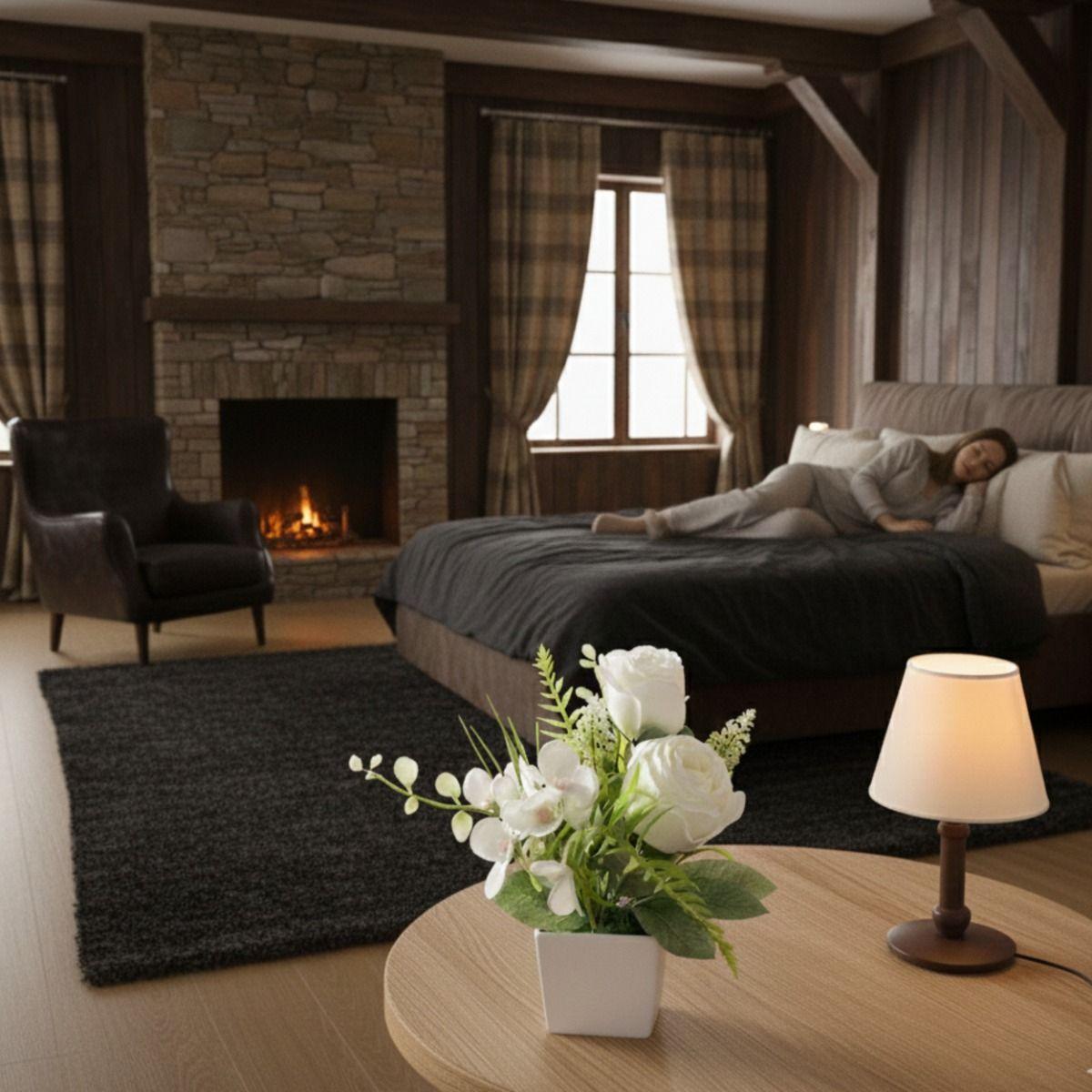 Set 2 Planta Artificial Decorativa Arreglo Floral Rosa Jhn-4