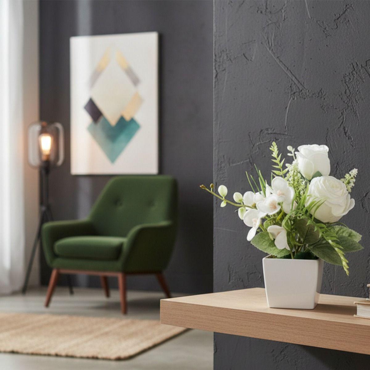 Set 2 Planta Artificial Decorativa Arreglo Floral Rosa Jhn-6