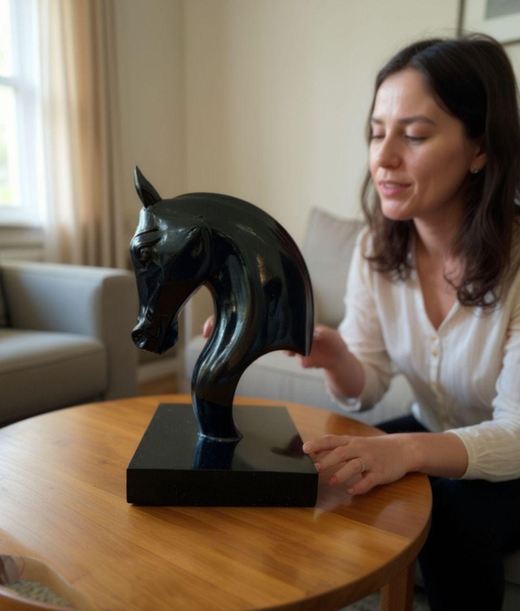 Figura Decorativa Estatua Cabeza Caballo Adorno Jhn-2