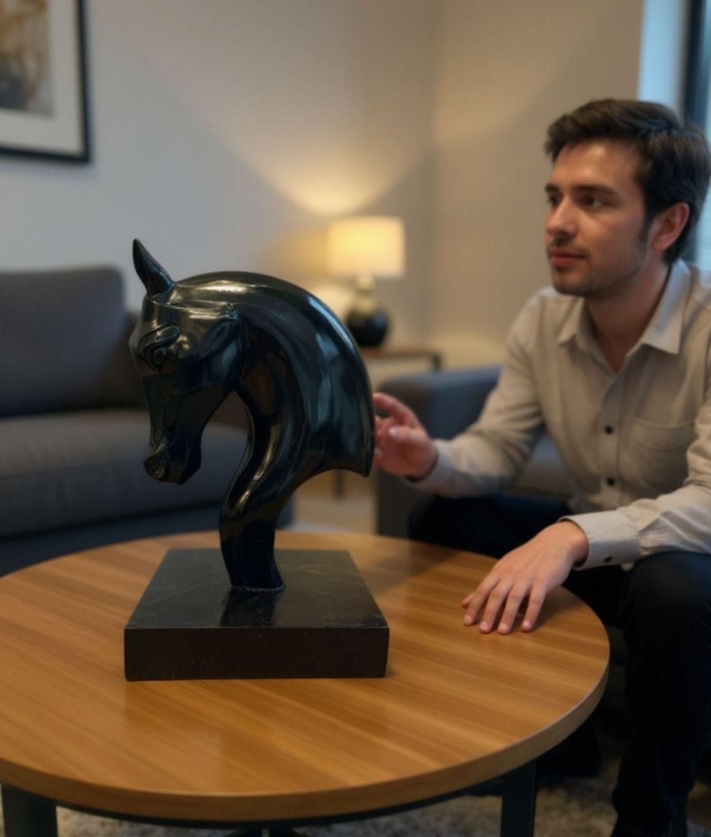 Figura Decorativa Estatua Cabeza Caballo Adorno Jhn-3