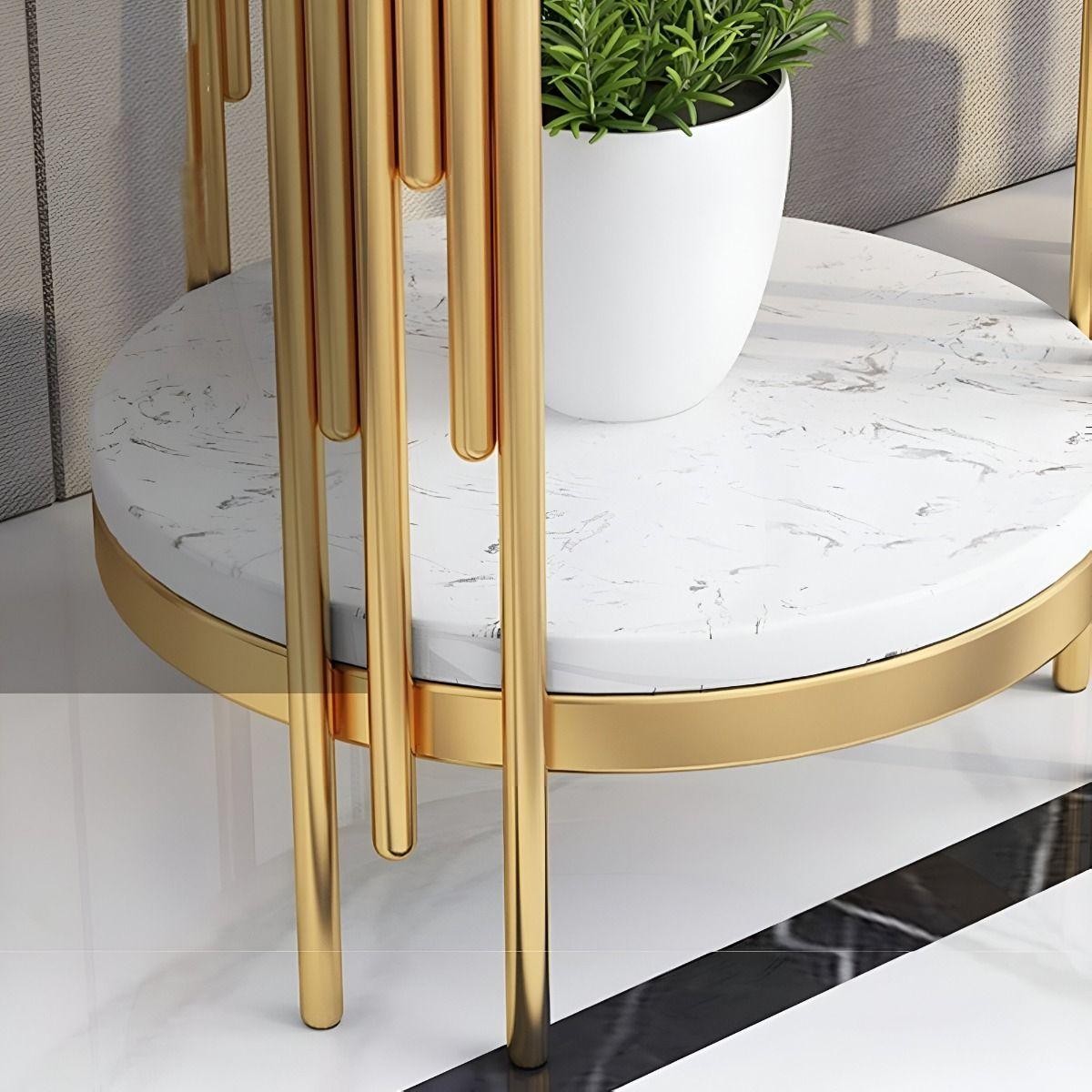 Porta Macetas Redonda Decorativa Elegante 2 Niveles 70cm Jhn-1