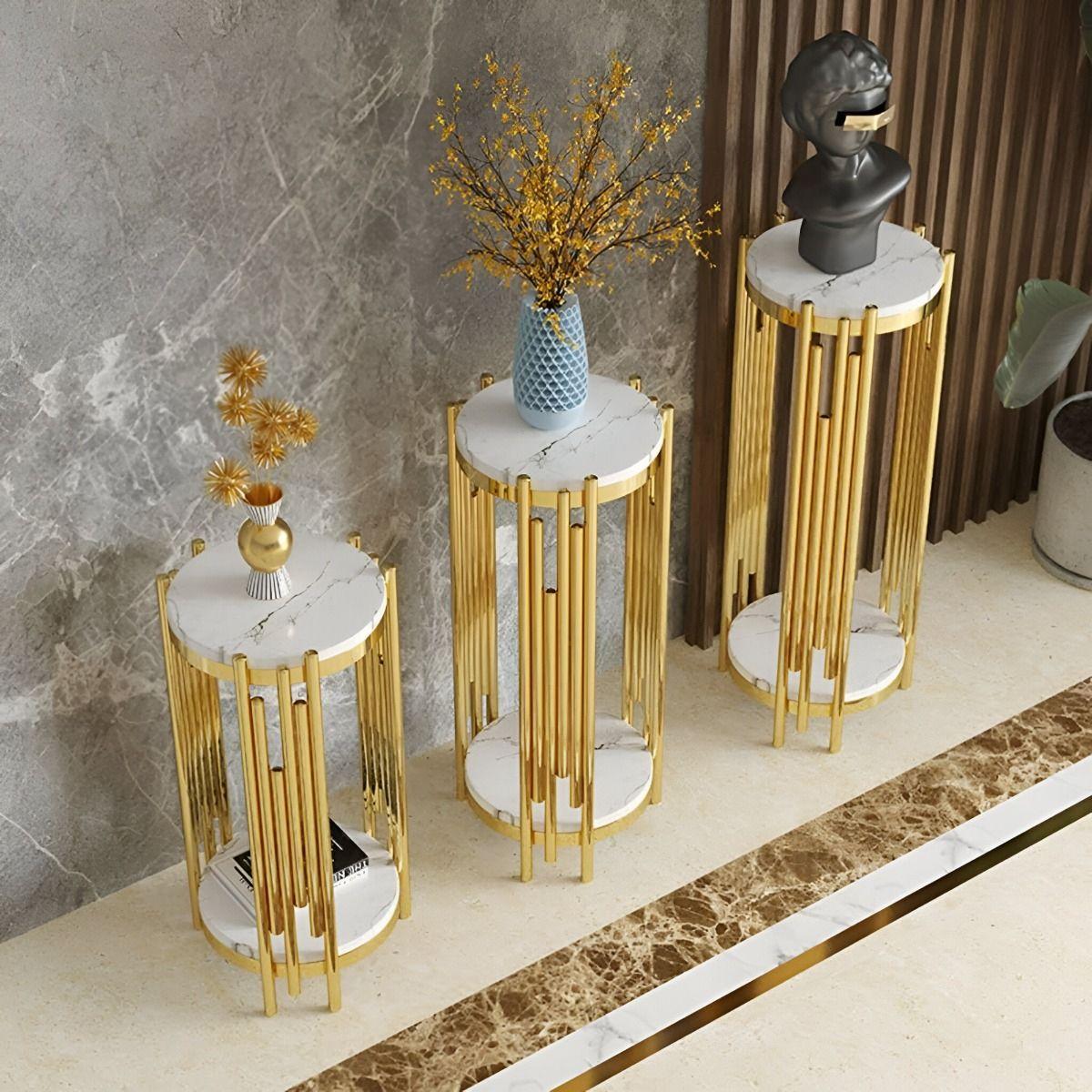 Porta Macetas Redonda Decorativa Elegante 2 Niveles 70cm Jhn-8