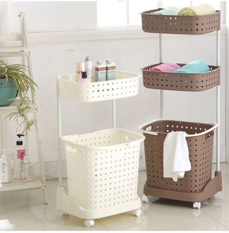 Cesta Colada Ruedas Estante Baño Extraíble Rondon-5