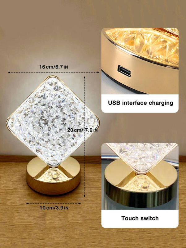 Lampara Cuadrada Mesa Escritorio Dormitorio USB Lau -4