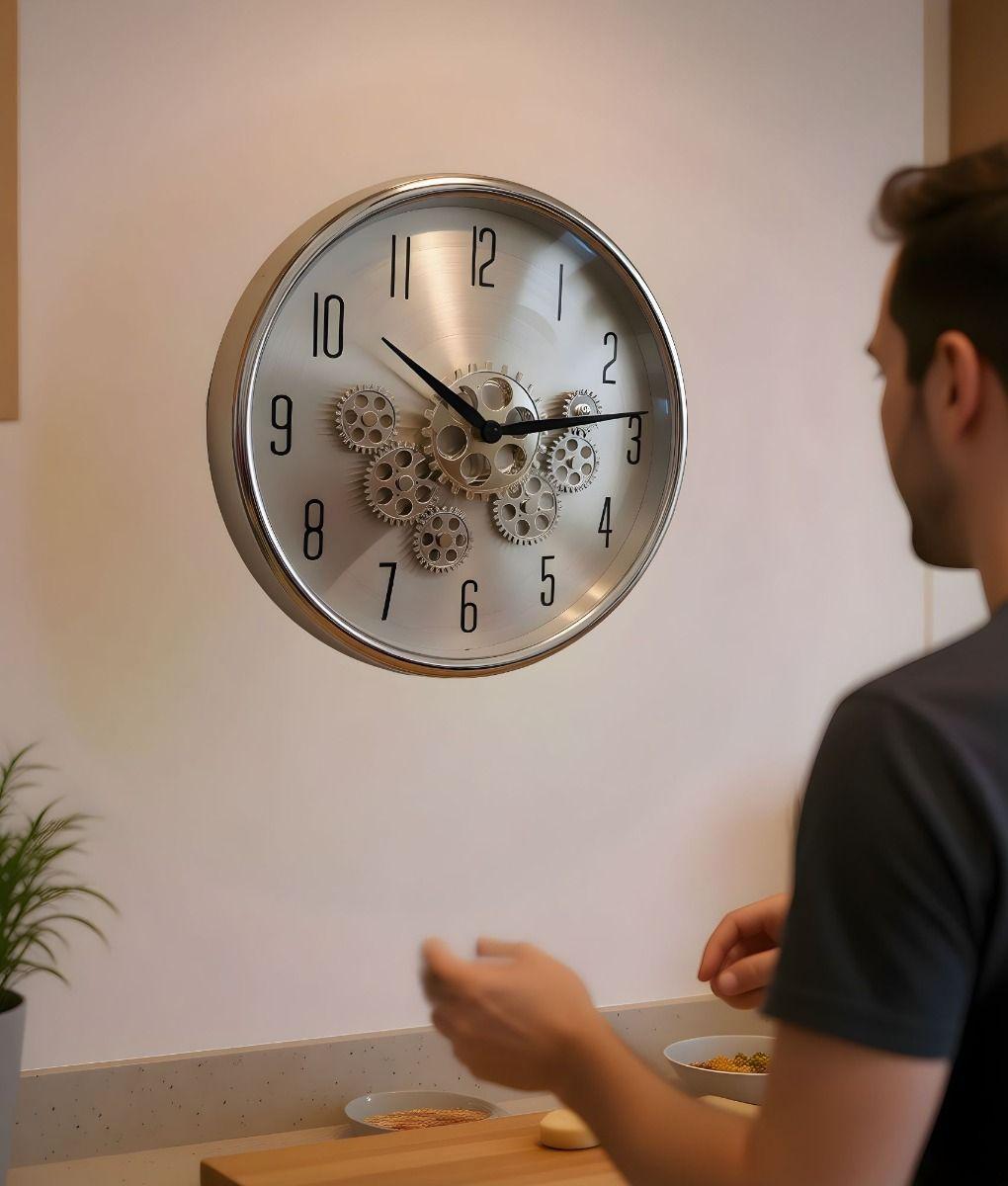 Reloj Pared Decorativo Giratorio Diseño Engranajes Jhn-2