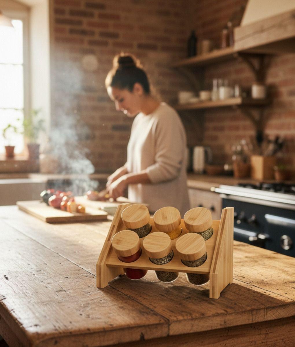 Especiero Decorativo Natural Organizador Almacenamiento Jhn-4