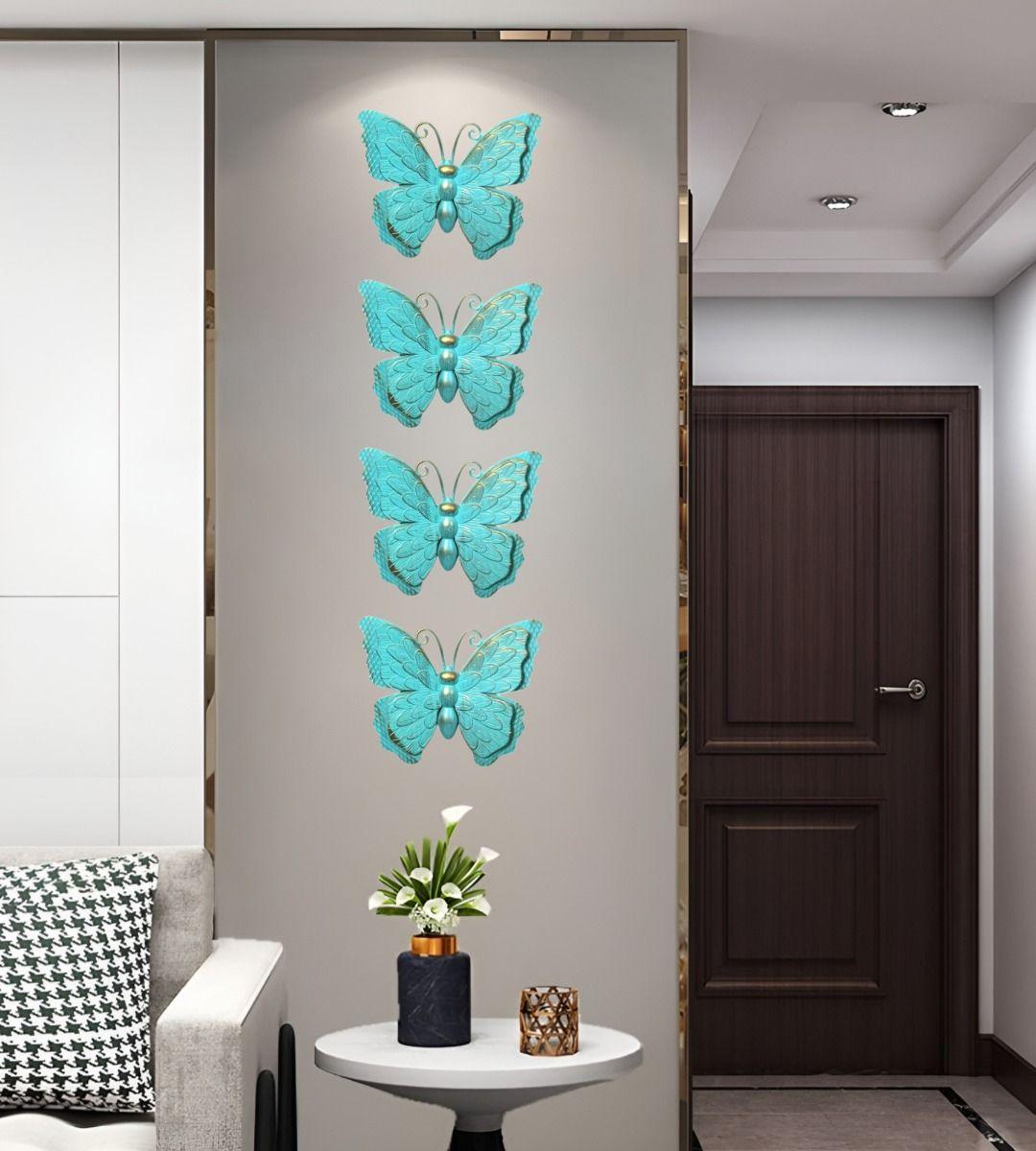 Set Decoración Pared Mariposa 3D Arte Estatua Turquesa Jhn-3