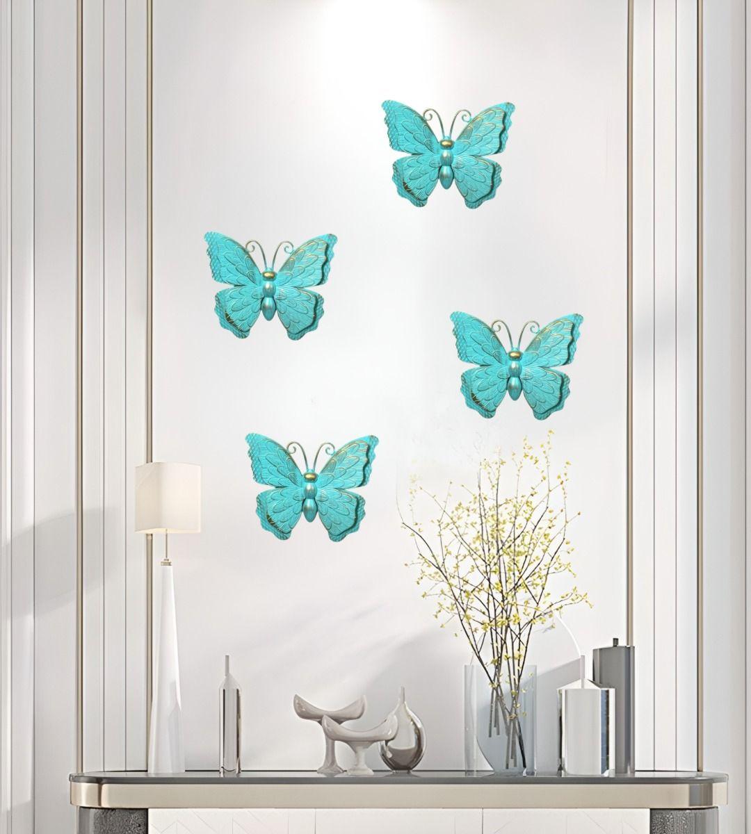Set Decoración Pared Mariposa 3D Arte Estatua Turquesa Jhn-5