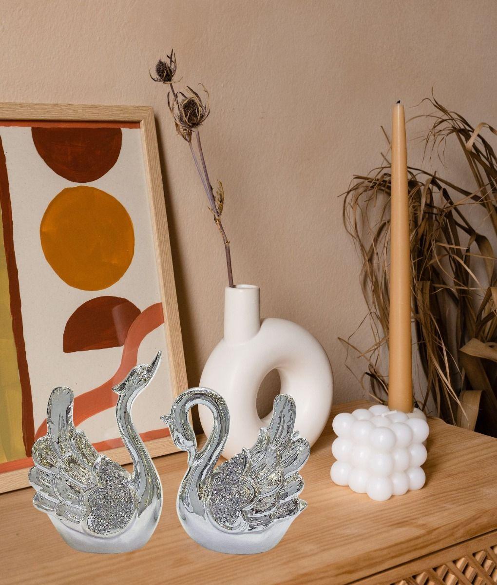 Set 2 Estatua Decorativa Cisne Adorno Figura Moderna Jhn-7