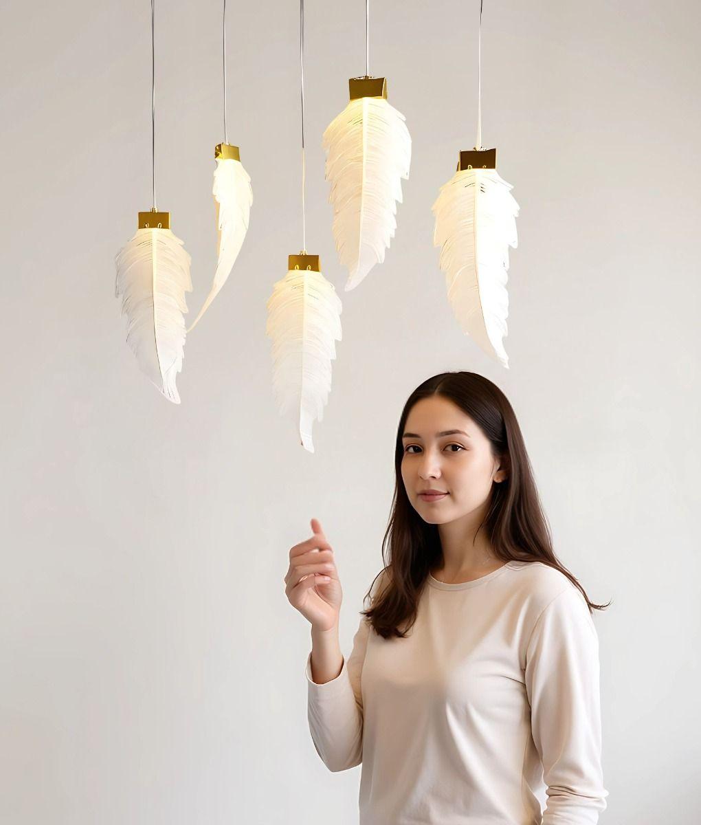 Luces Decorativas Colgantes Diseño Pluma Elegante Jhn-4