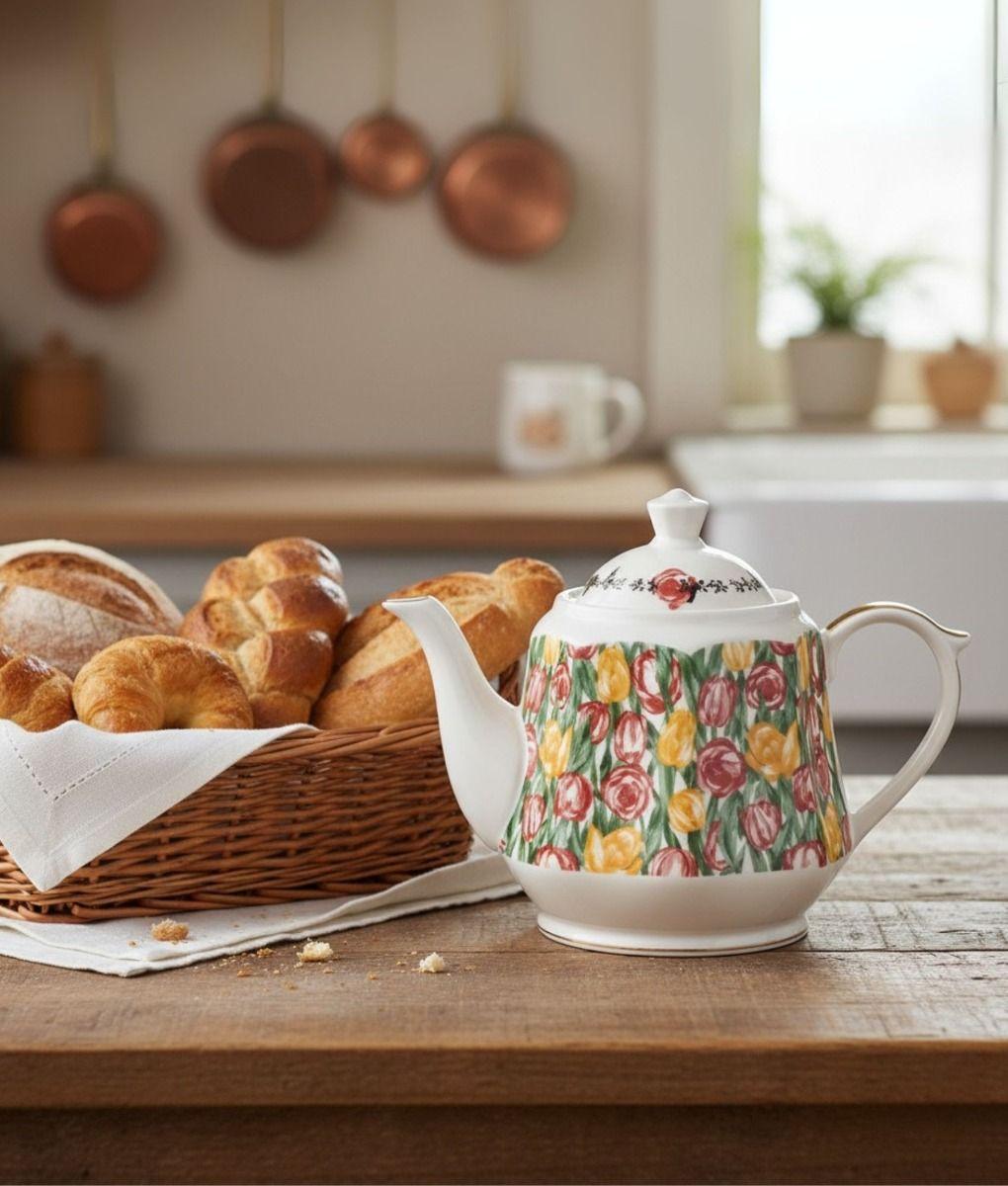 Tetera Diseño Primavera Floral Elegante Decoración Hogar Jhn-7