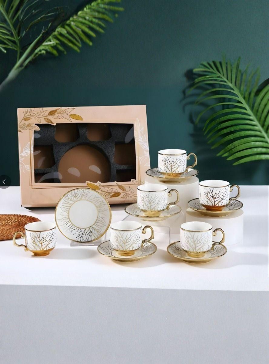 Juego Vajilla Tazas Platillos Gourmet Grabados Botánicos Jhn-6