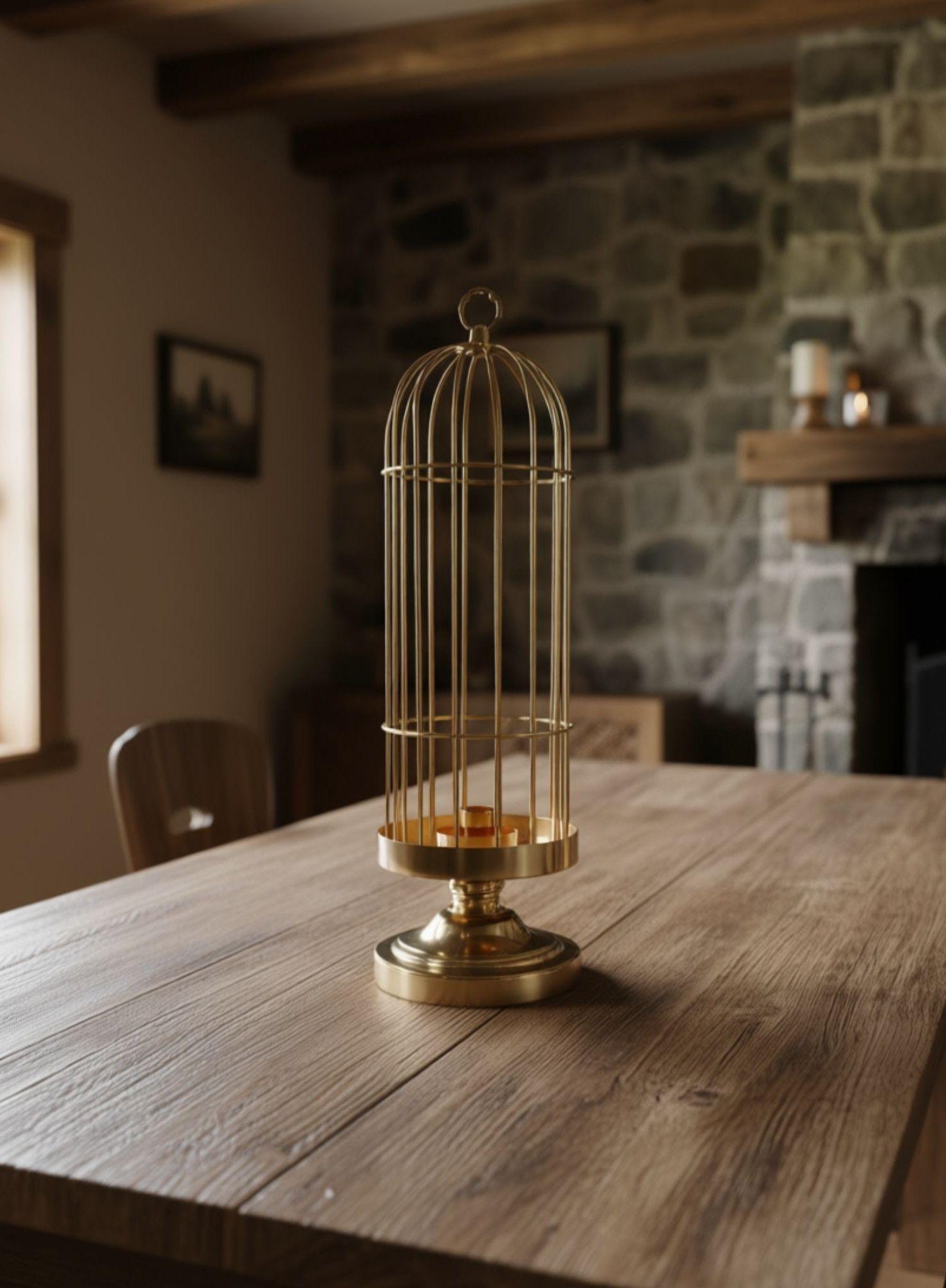 Portavelas Decorativo Jaula Soporte Adorno Moderno Jhn-4