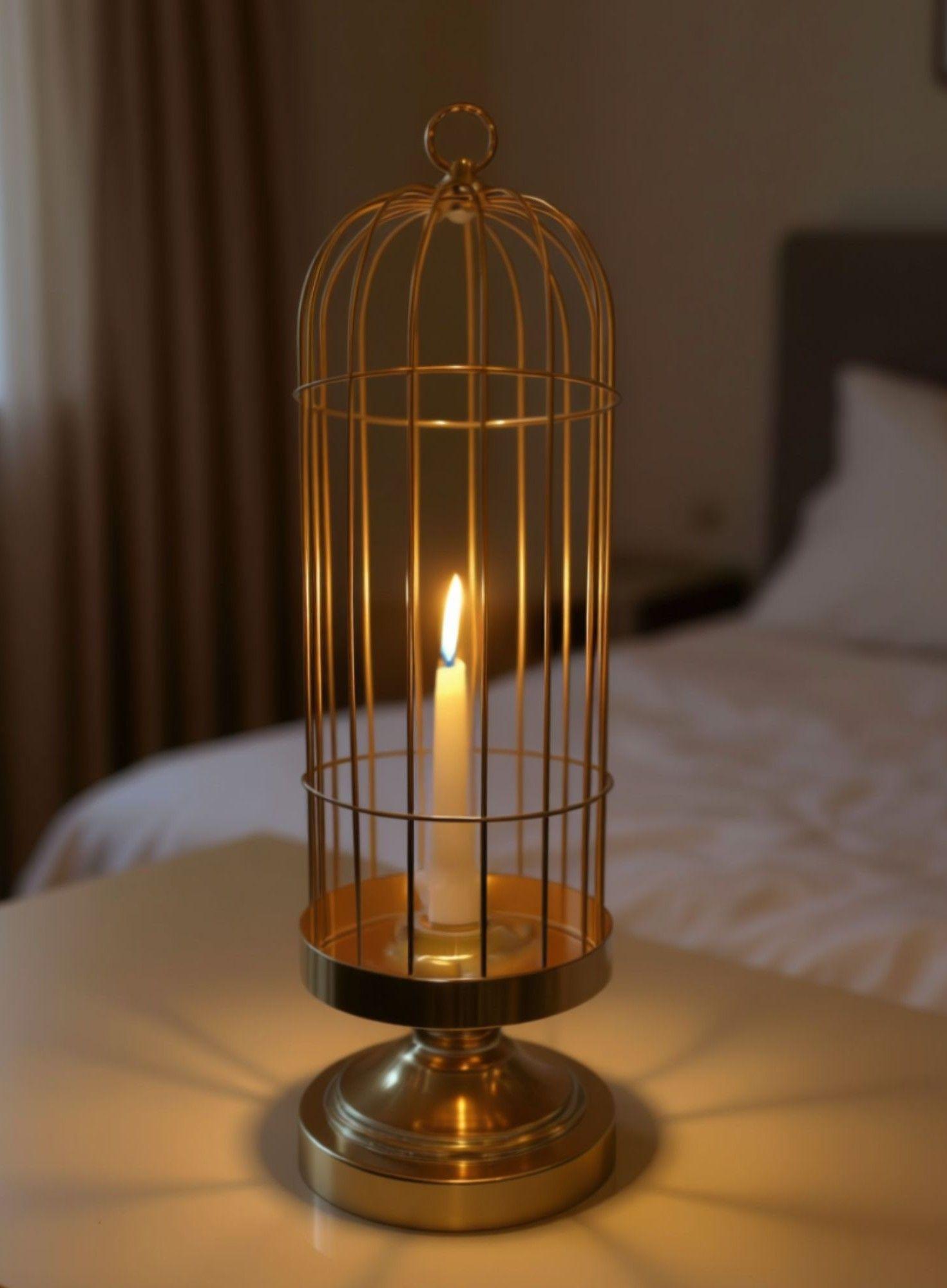 Portavelas Decorativo Jaula Soporte Adorno Moderno Jhn-7