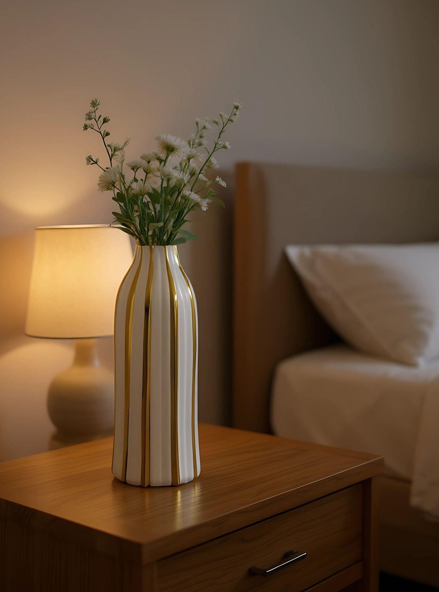 Florero Decorativo Rayas Moderno Versátil Hogar Jhn-5