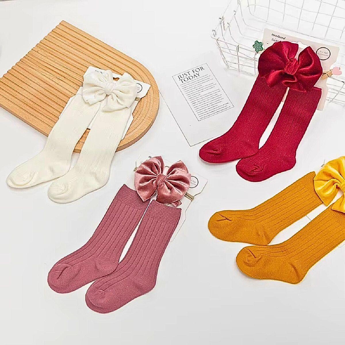 Set 2 Calcetines + Cintillo Lazo Diadema Bebes Lau-2