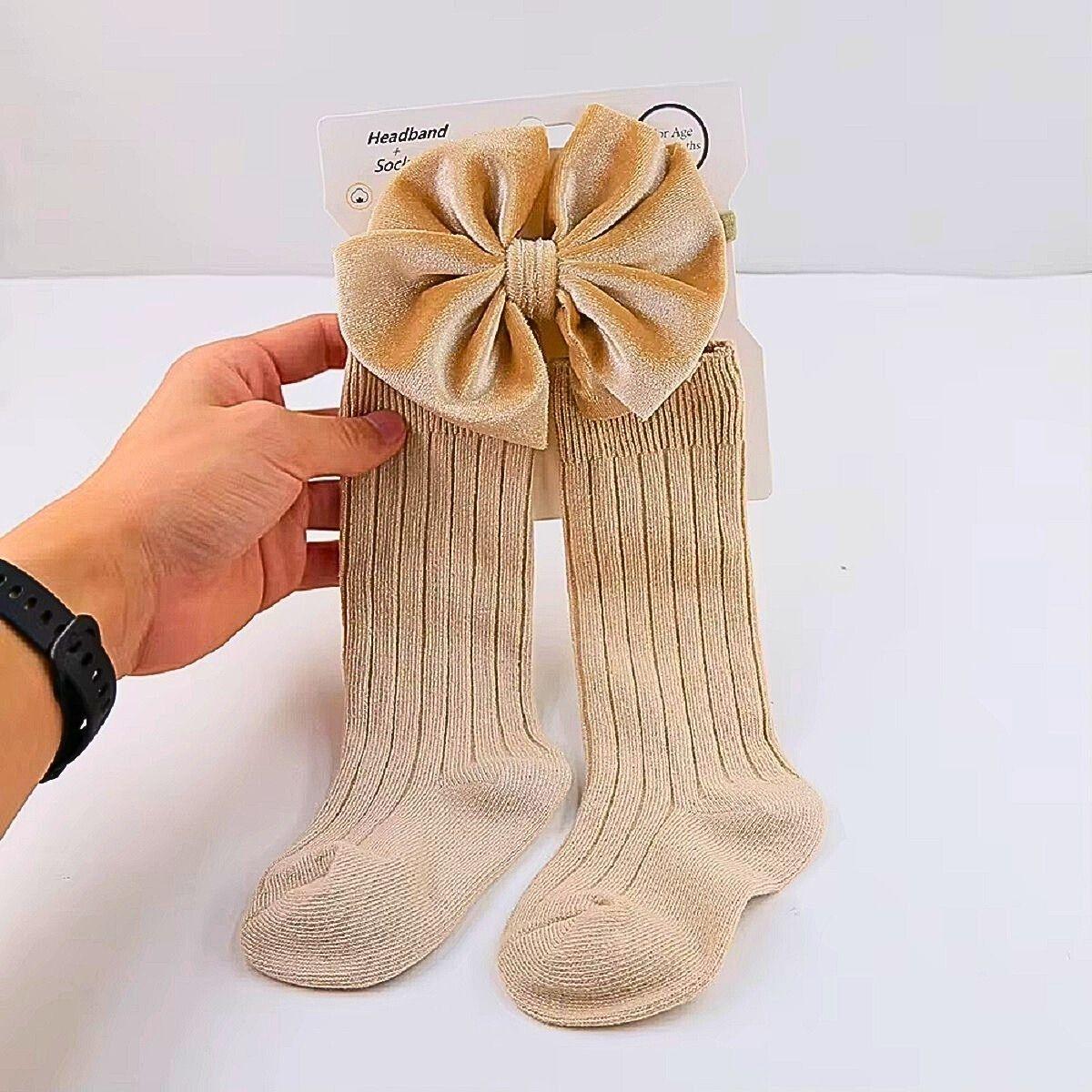 Set 2 Calcetines + Cintillo Lazo Diadema Bebes Lau-3