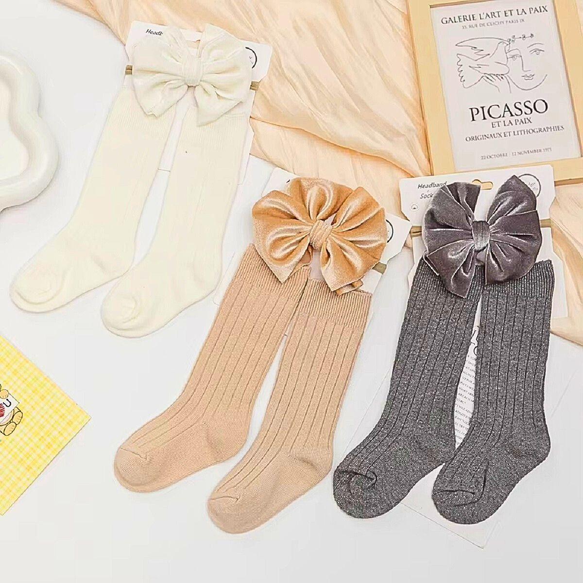 Set 2 Calcetines + Cintillo Lazo Diadema Bebes Lau-4