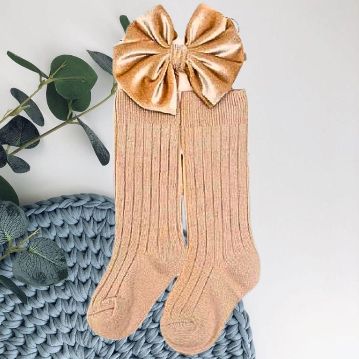 Set 2 Calcetines + Cintillo Lazo Diadema Bebes Lau-9