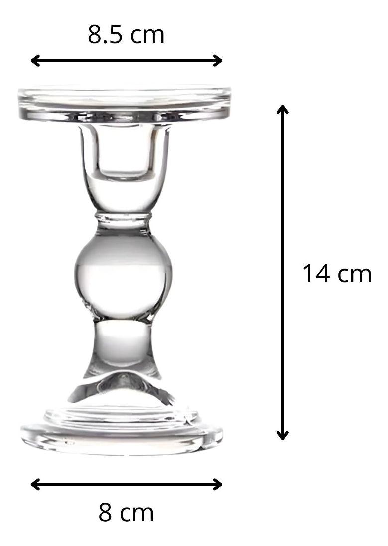 Set de 2 Candelabro Portavelas Cristal Centro Mesa 14cm Jhn-9