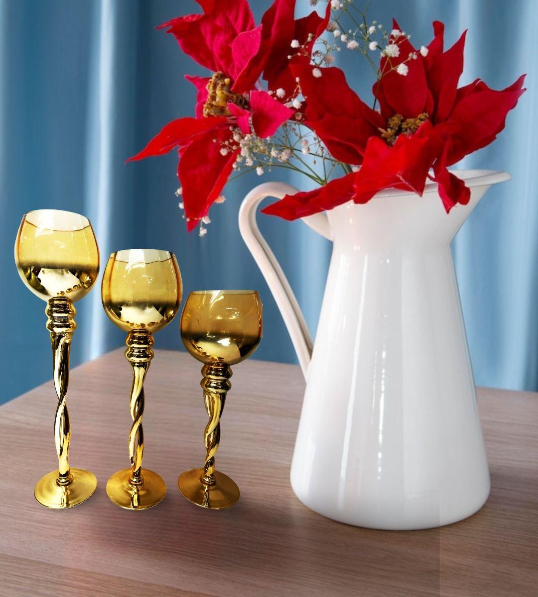 Juego 3 Portavelas Decorativo Copas Romántica Hogar Jhn-7
