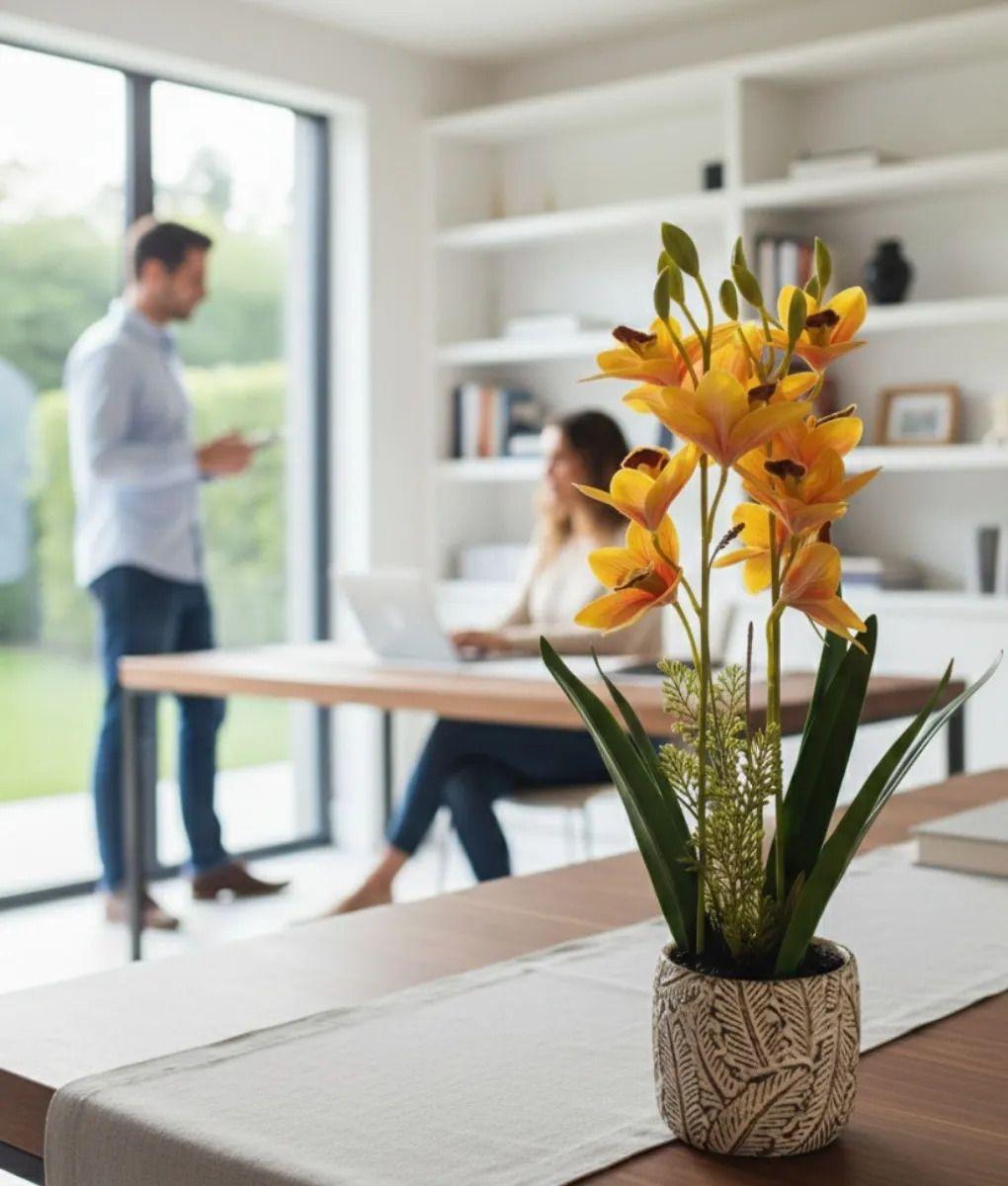 Planta Decorativa Artificial Orquídeas Exóticas Relieve Jhn-9