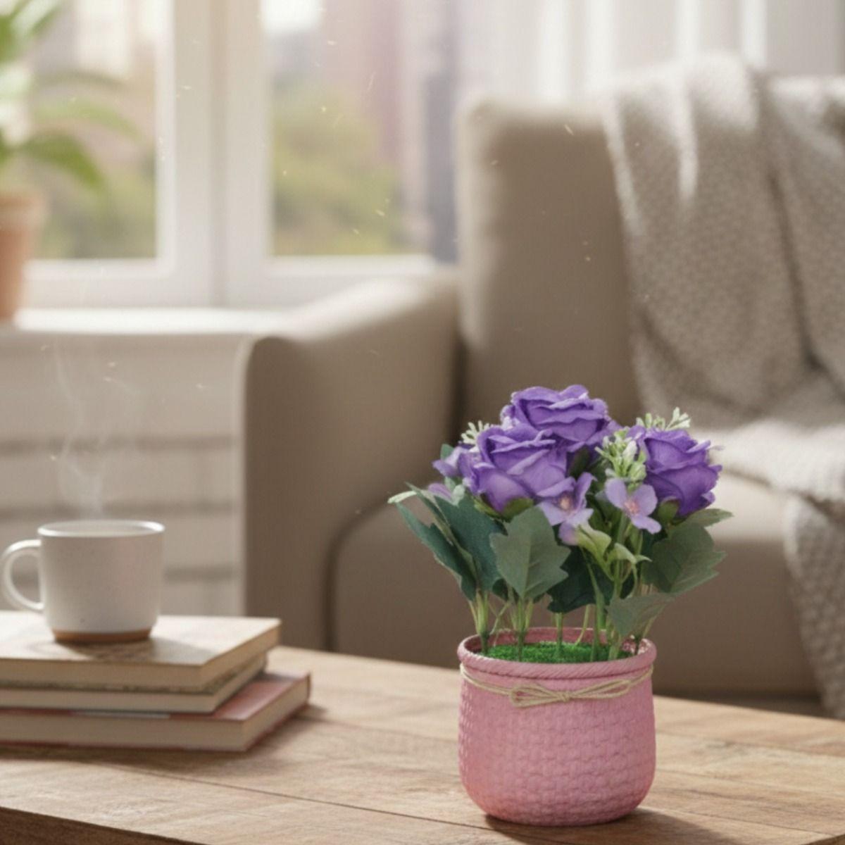 Set 2 Planta Decorativa Artificial Rosas Elegancia Hogar Jhn-4