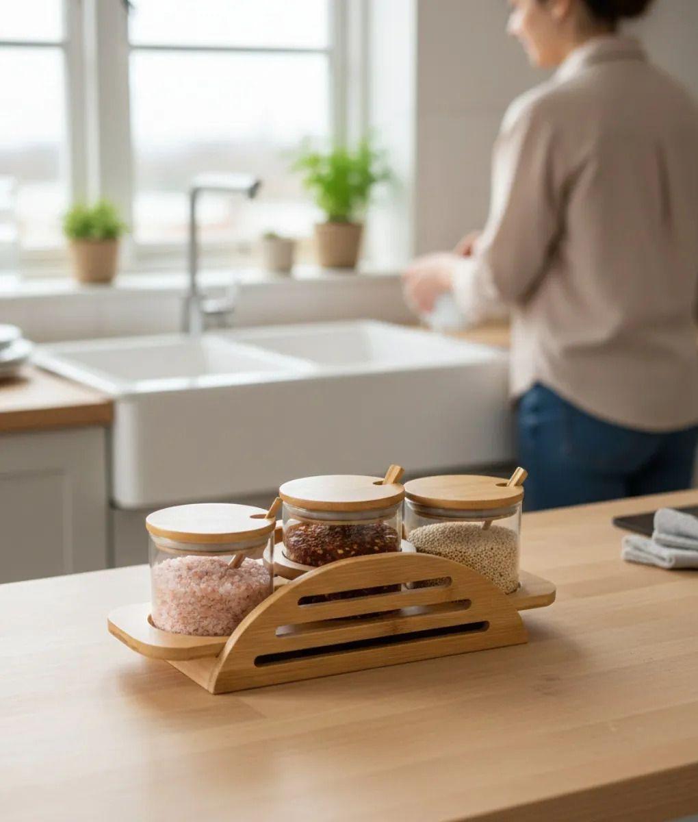 Juego Contenedores Frascos Organización Estilo Natural Jhn-4