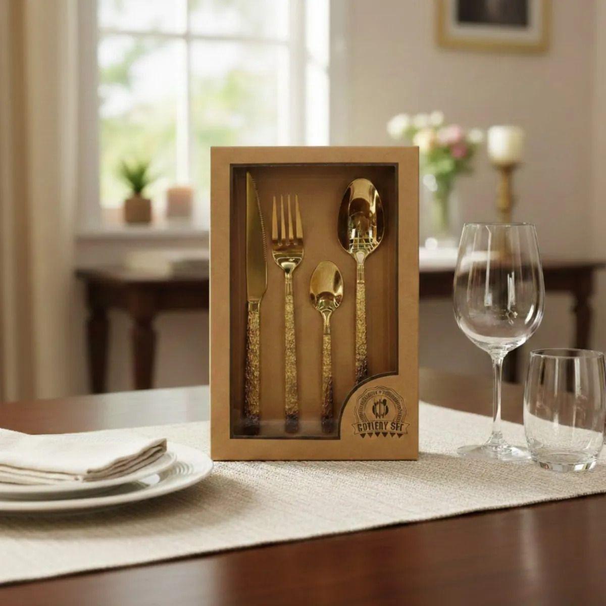 Set Cubiertos Gala Mango Texturizado Brillo Cuchillo ALJ-7