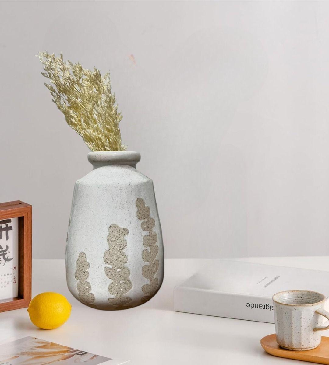 Jarrón Cerámica Flores Contemporáneo Decoración 25cm Jhn-3