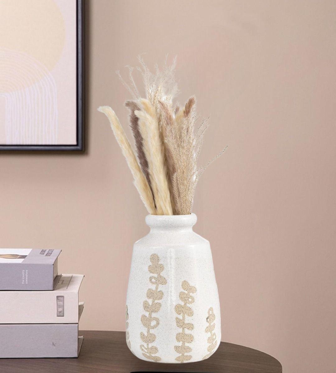 Jarrón Cerámica Flores Contemporáneo Decoración 25cm Jhn-4