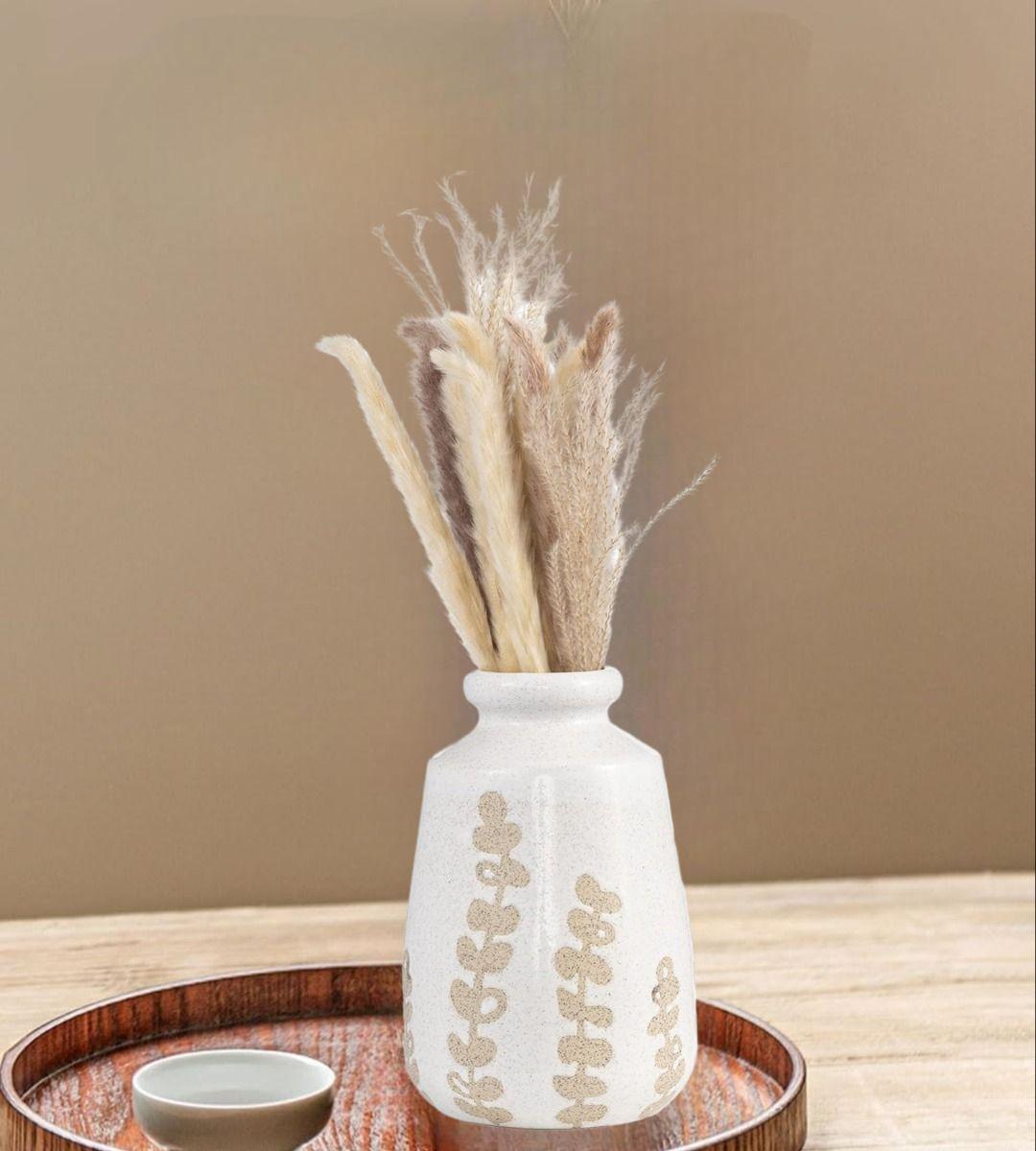 Jarrón Cerámica Flores Contemporáneo Decoración 25cm Jhn-6