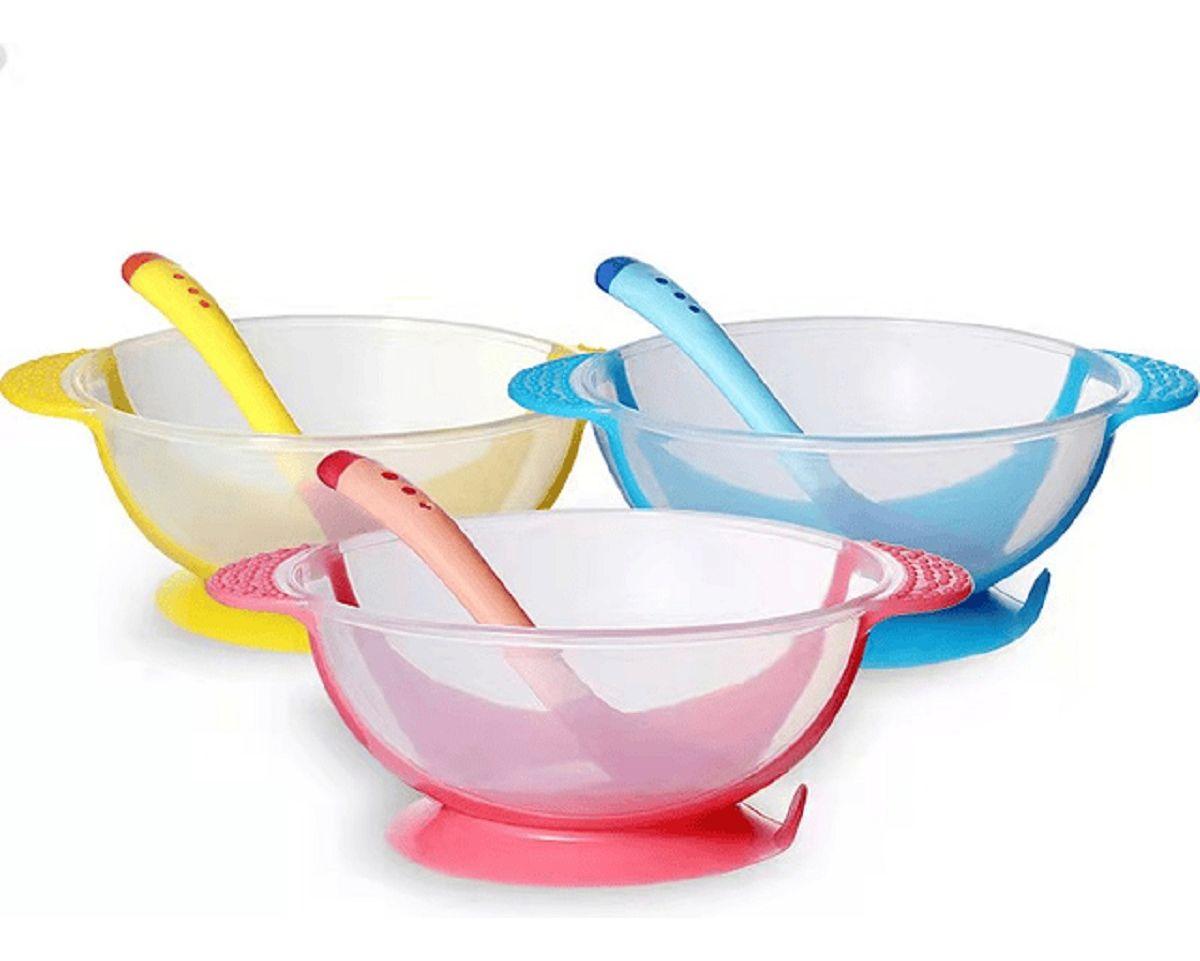 Set 6 Platos Tazon + Cuchara Temperatura Comida Bebes Lau-0