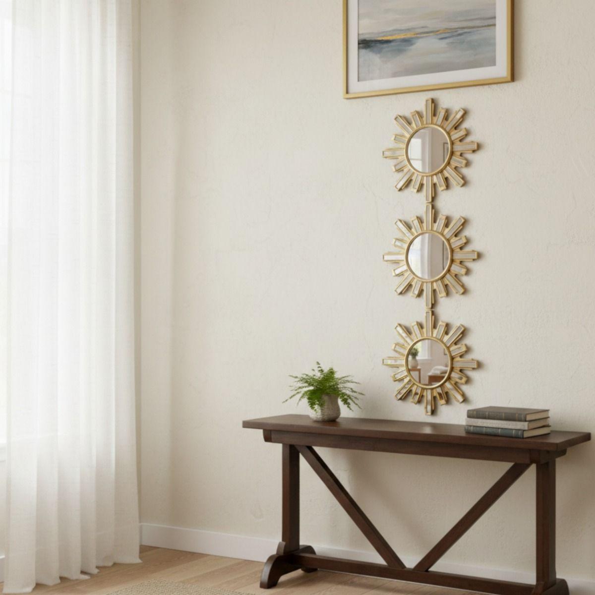 Set 3 Espejo Pared Decorativo Diseño Sol Radiante Jhn-7