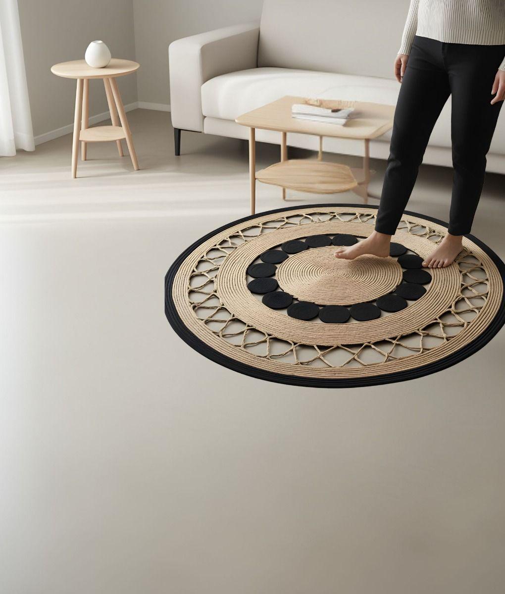 Alfombra Decorativa Redonda Patrón Estilo Geométrico Jhn-3