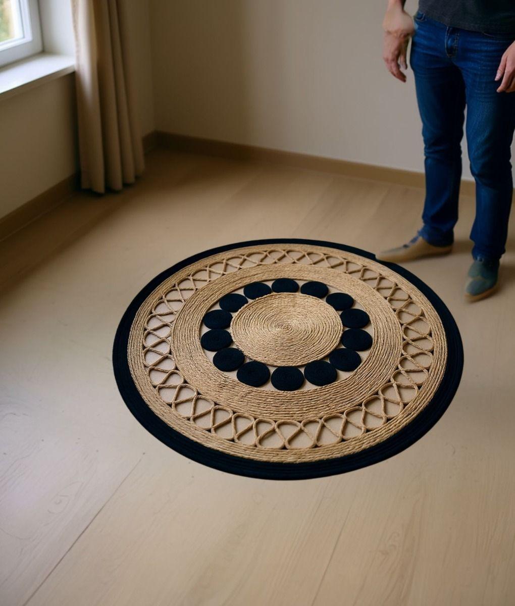 Alfombra Decorativa Redonda Patrón Estilo Geométrico Jhn-4
