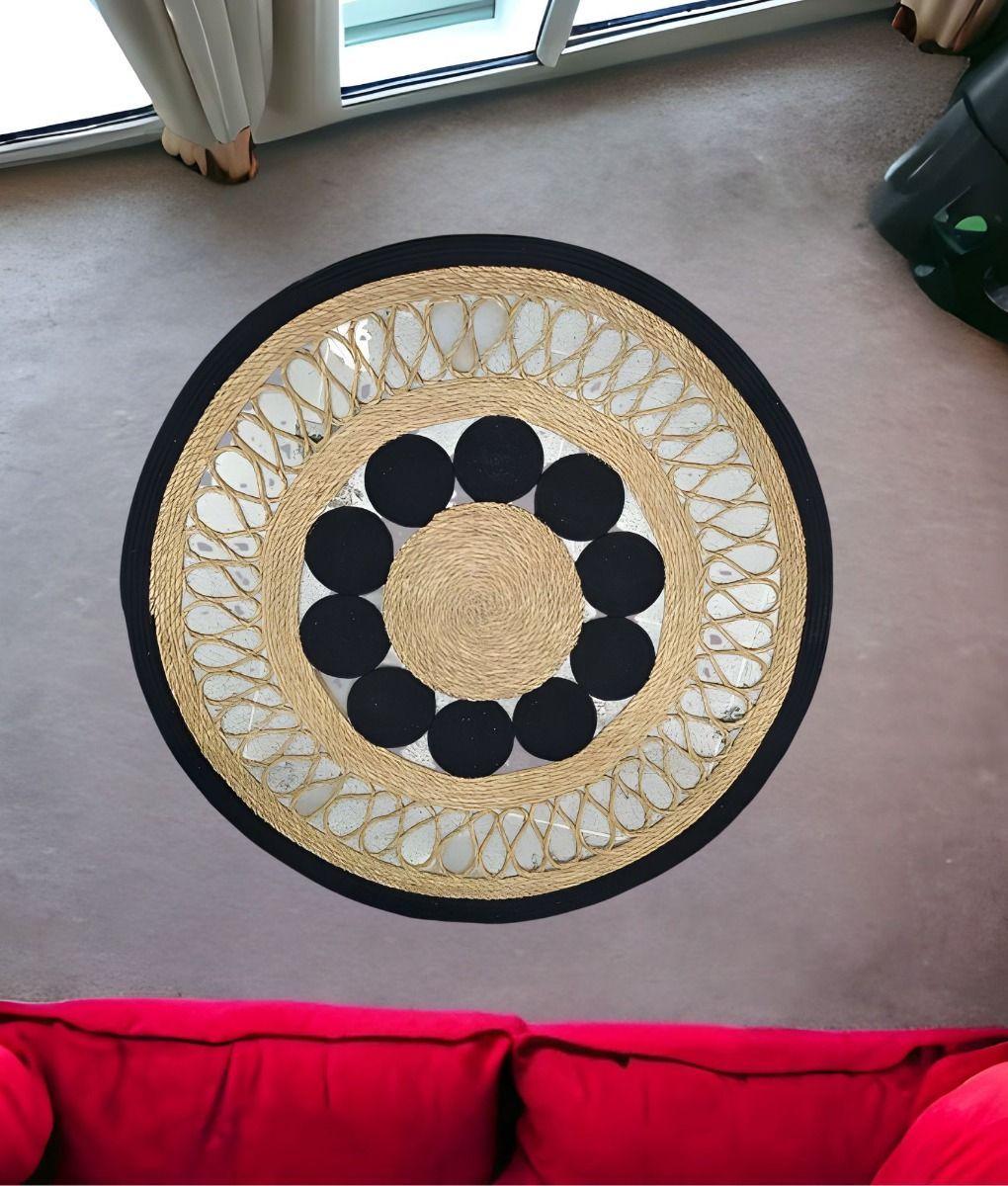 Alfombra Decorativa Redonda Patrón Estilo Geométrico Jhn-6