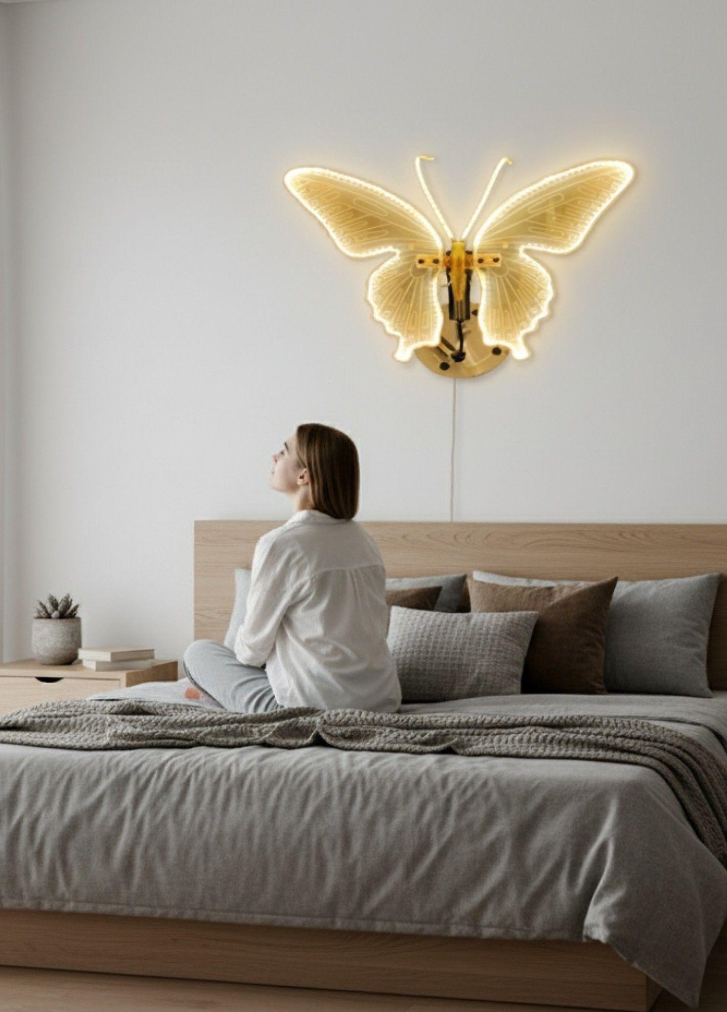 Aplique Pared Decorativo Mariposa Movimiento Lámpara Jhn-3