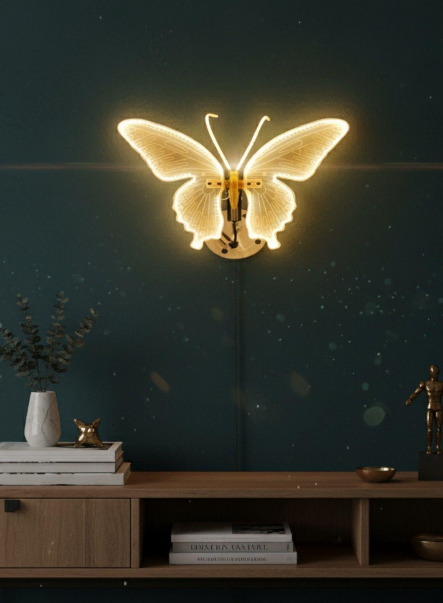 Aplique Pared Decorativo Mariposa Movimiento Lámpara Jhn-4