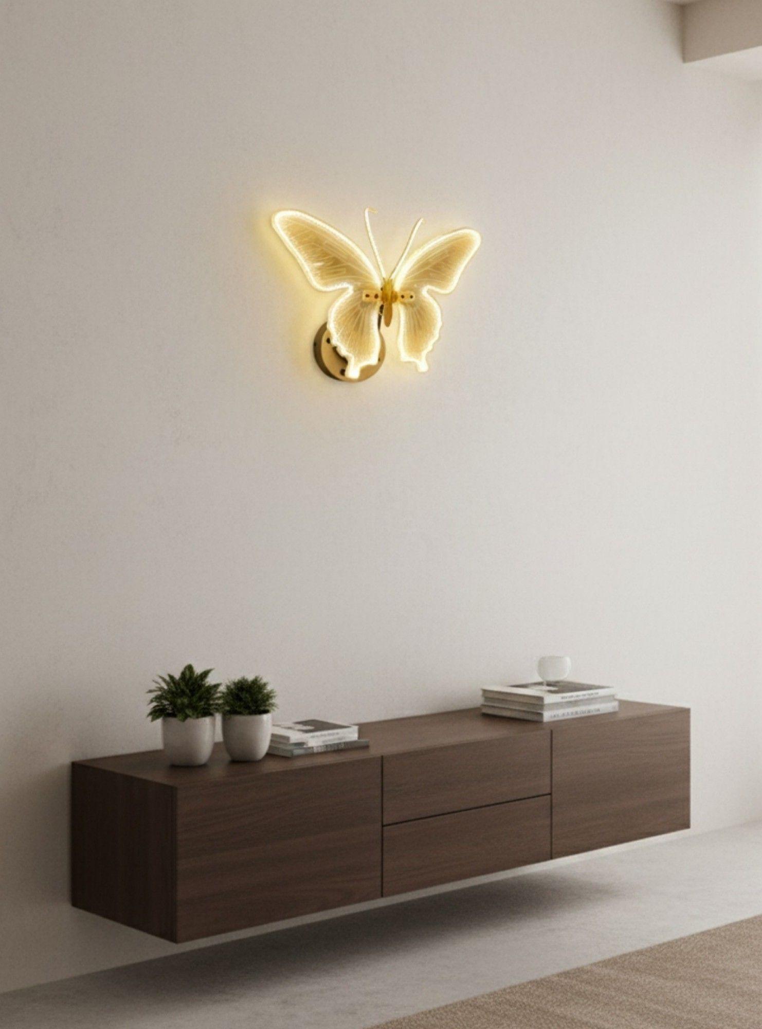 Aplique Pared Decorativo Mariposa Movimiento Lámpara Jhn-6
