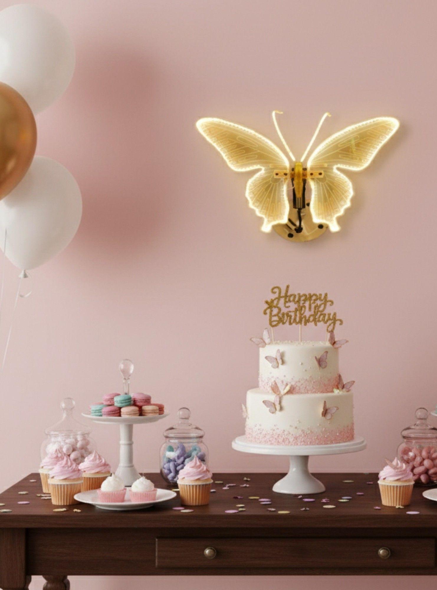 Aplique Pared Decorativo Mariposa Movimiento Lámpara Jhn-7