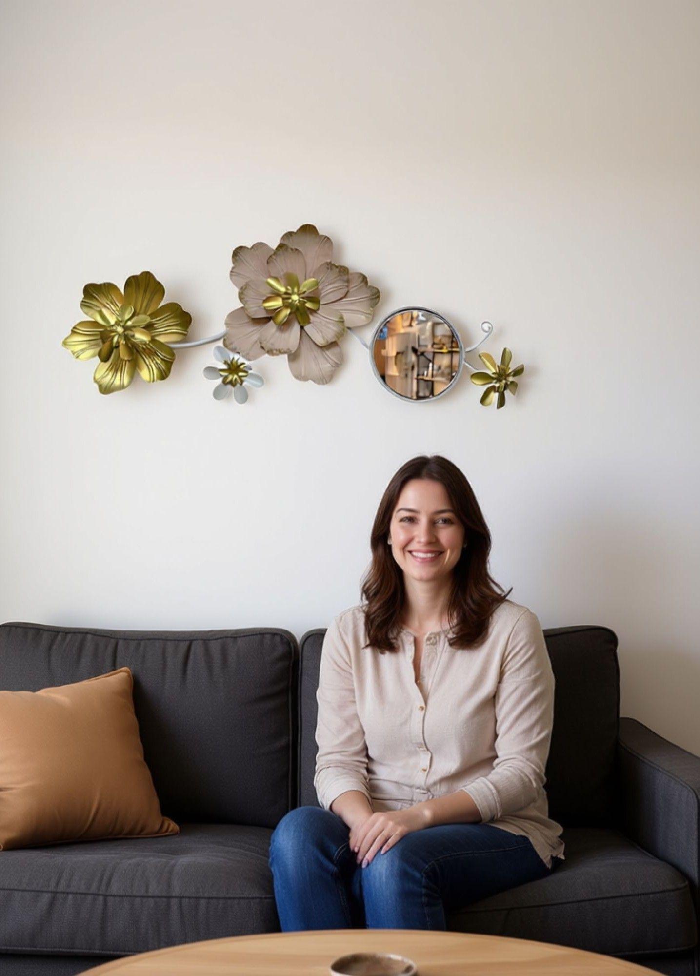 Espejo Decorativo Pared Adorno Versátil Flores Hogar Jhn-2