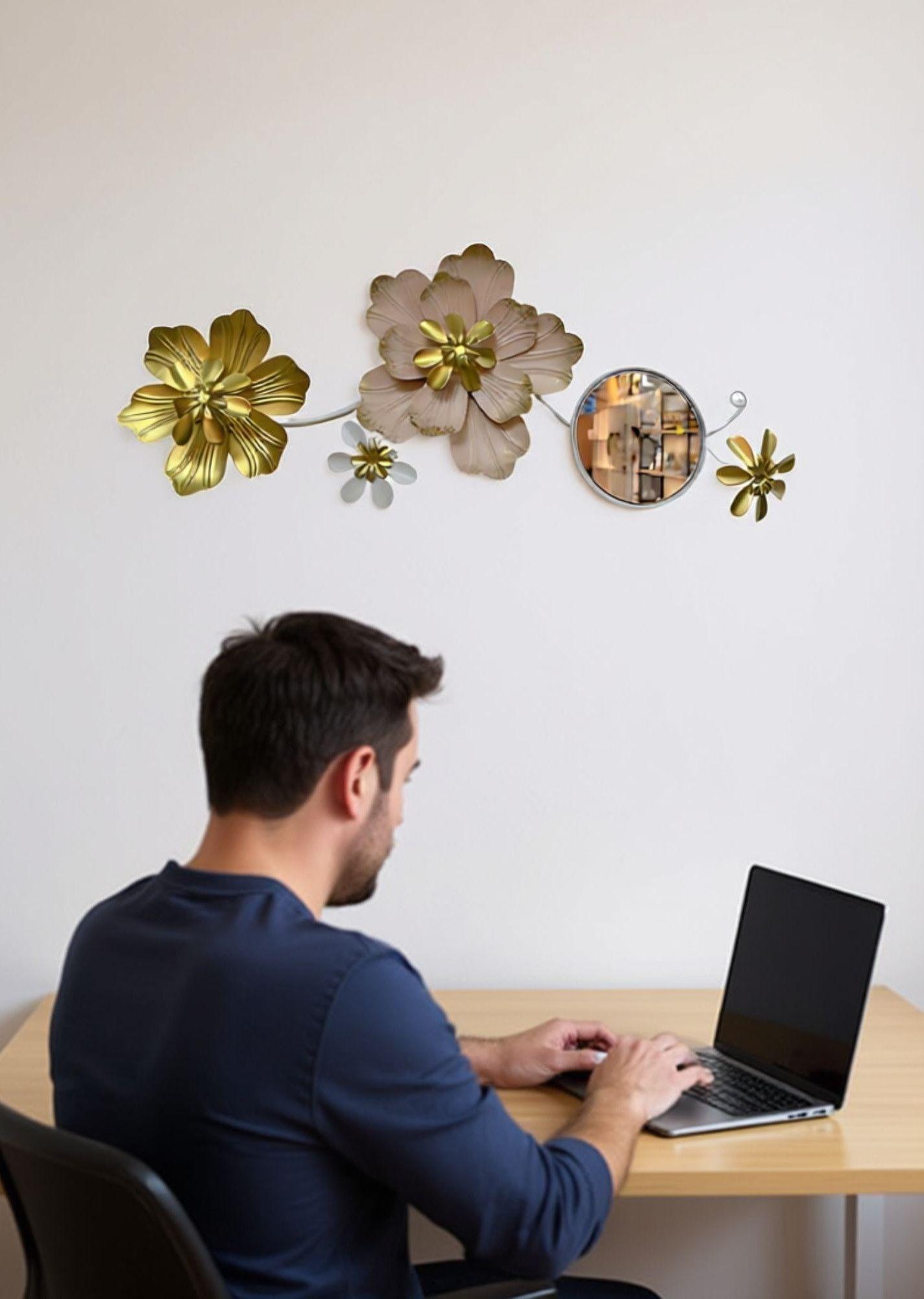 Espejo Decorativo Pared Adorno Versátil Flores Hogar Jhn-3