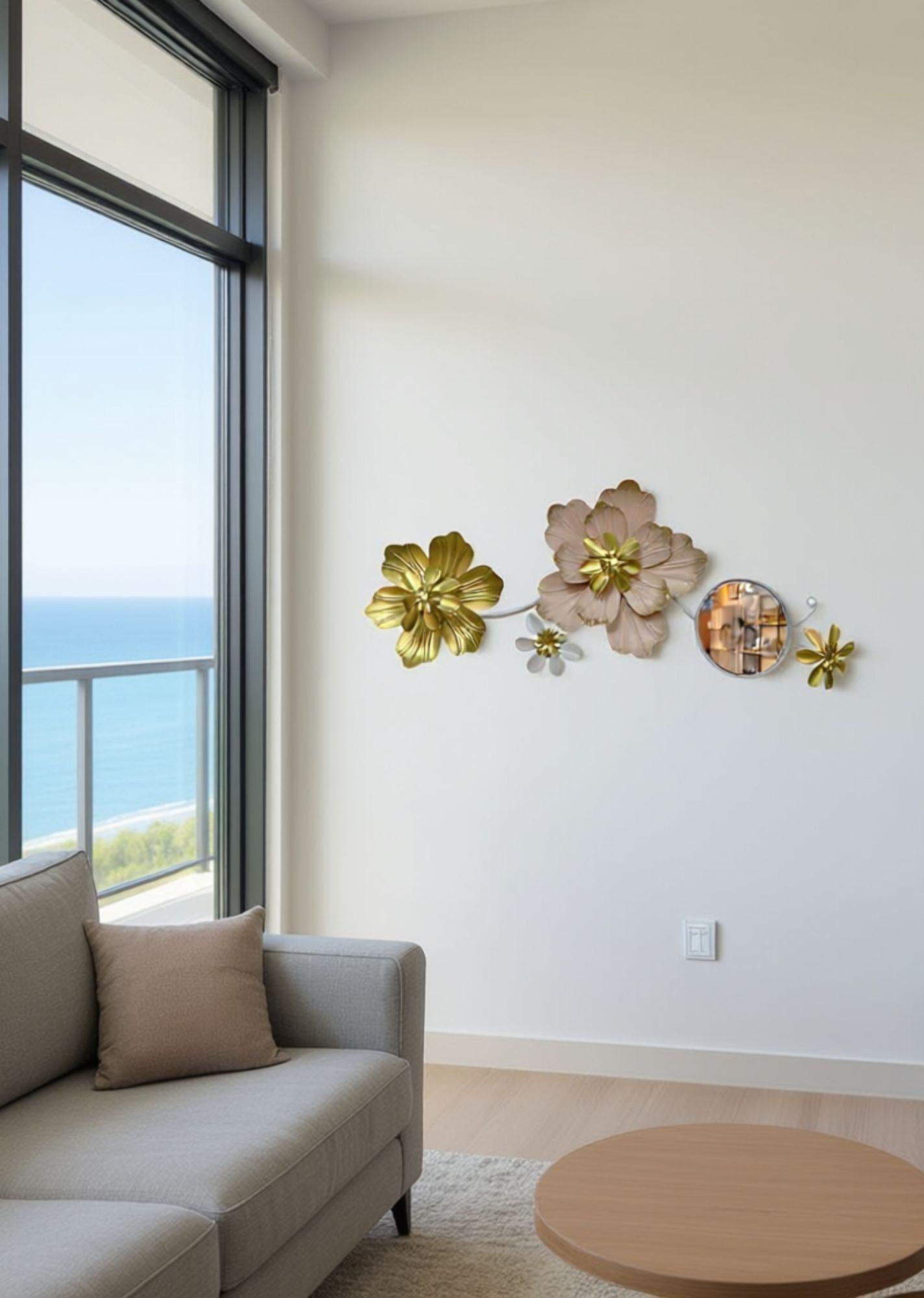 Espejo Decorativo Pared Adorno Versátil Flores Hogar Jhn-4