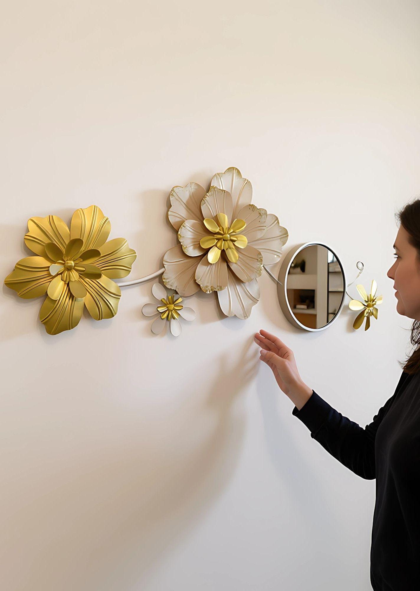 Espejo Decorativo Pared Adorno Versátil Flores Hogar Jhn-6