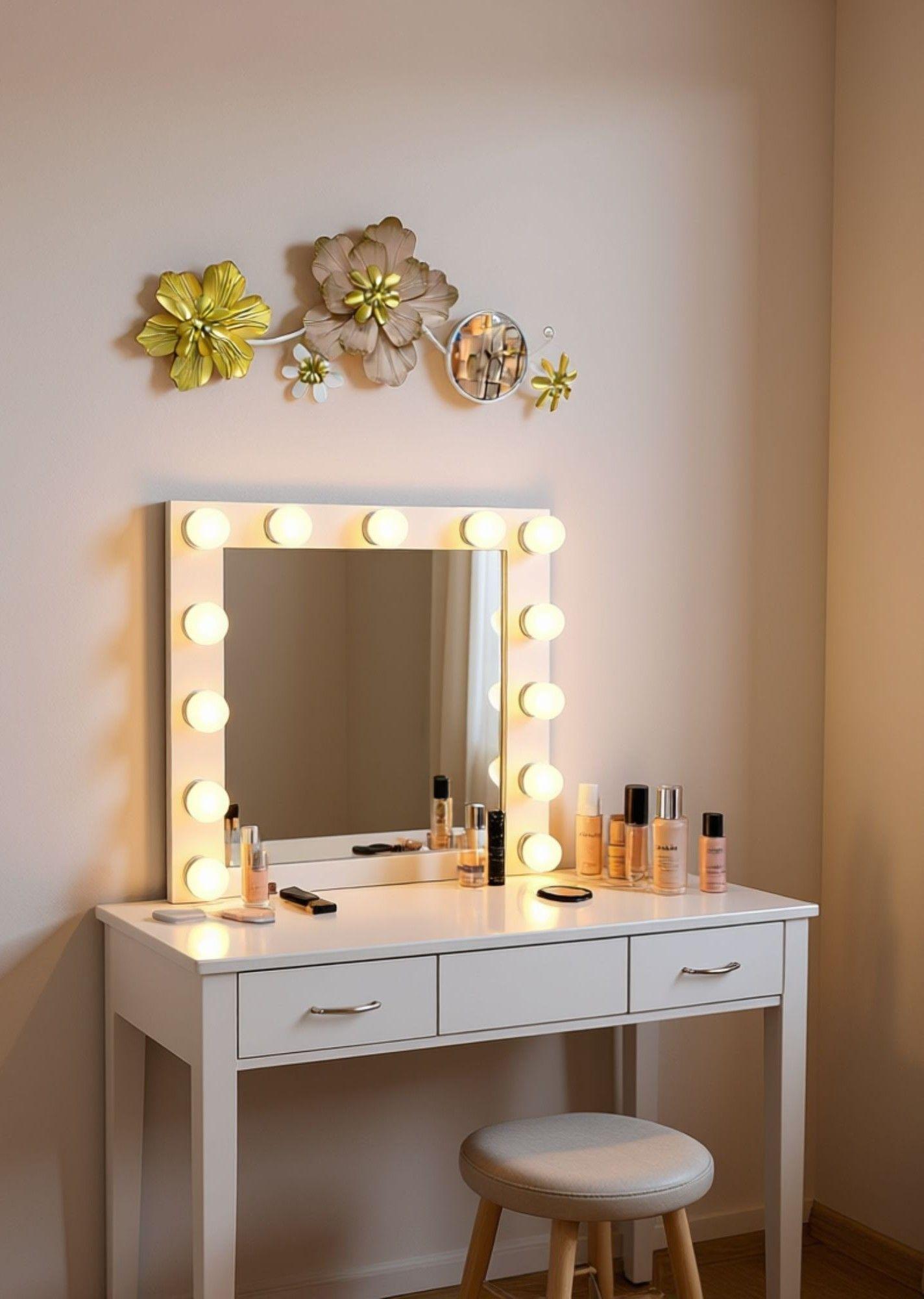 Espejo Decorativo Pared Adorno Versátil Flores Hogar Jhn-7