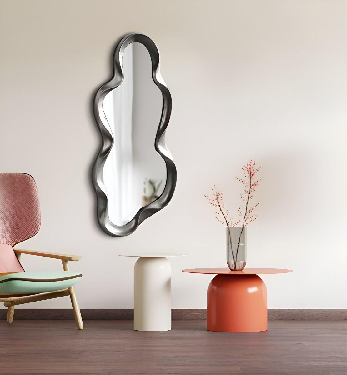 Espejo Pared Irregular Ondulado Nube Decorativo Gris Jhn-2