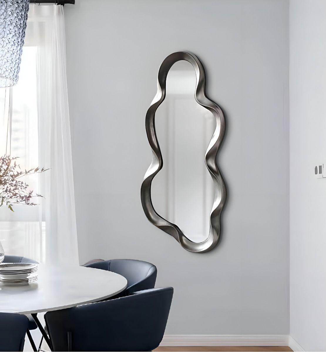 Espejo Pared Irregular Ondulado Nube Decorativo Gris Jhn-4