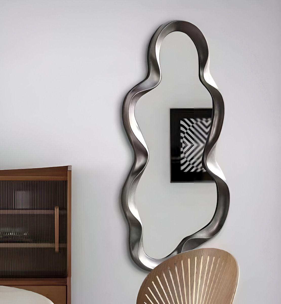 Espejo Pared Irregular Ondulado Nube Decorativo Gris Jhn-5